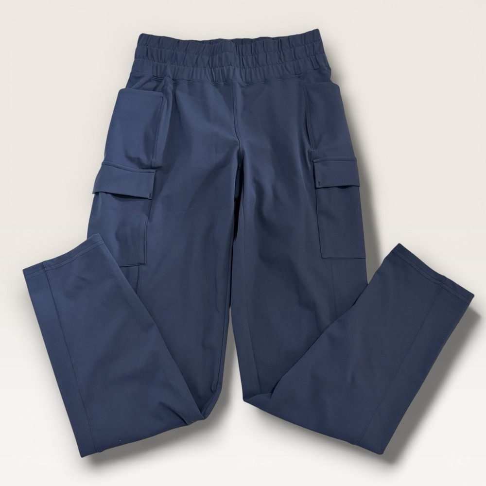 Avalanche Blue Cargo Pants‎ Tapered Leg Elastic Waist Stretch Sz XS